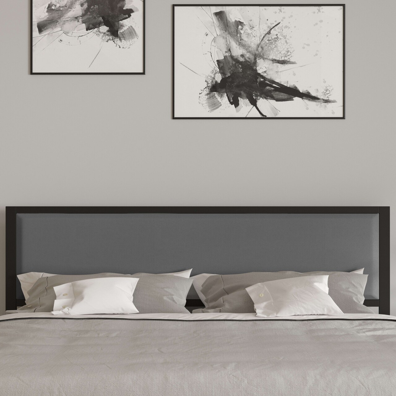 Merrick Lane West Avenue Headboard Upholstered Headboard With Metal Frame and Adjustable Rail Slots